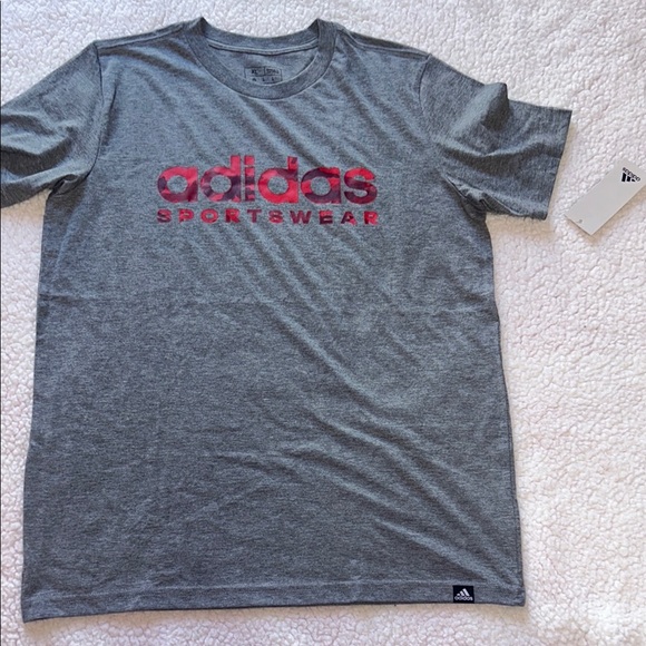 Adidas Gray and Red Short Sleeve Tee - Picture 1 of 6